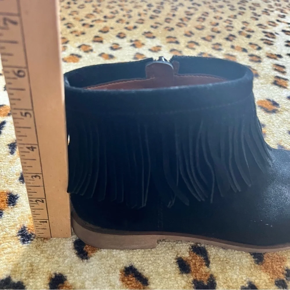 Lucky Brand Galley Black Suede Fringe Ankle Boots
